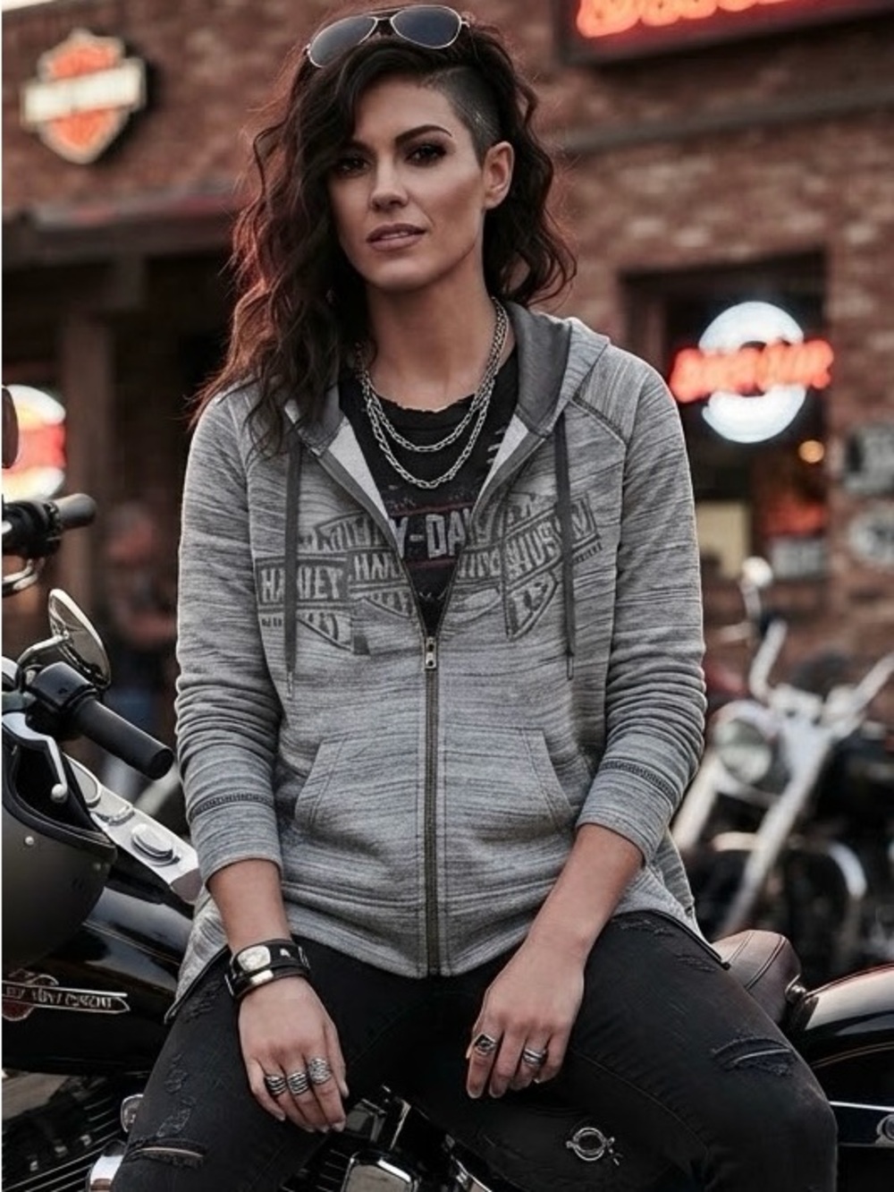 Harley-Davidson Grey Space Dye Full-Zip Hoodie – Size XL